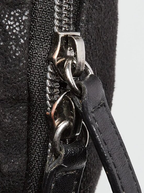 Stella McCartney Black Shaggy Deer Faux Leather Falabella Small Rucksack Bag
